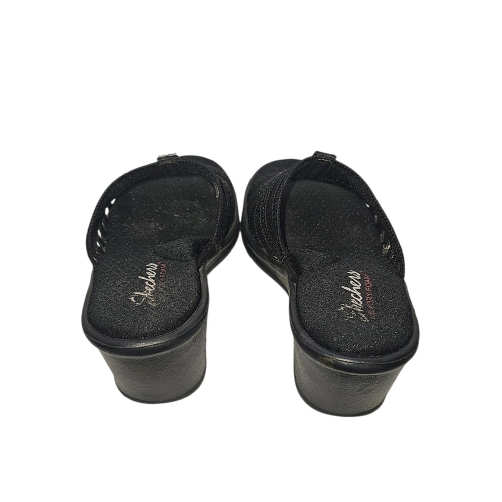 Skechers Cali Memory Foam Rumblers Hotshot Black Wedge Slide w/Rhinestones Sz 9 - Picture 6 of 8